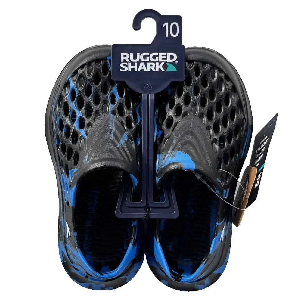 Rugged Shark Blue Black Slip-On Water Sneaker Big Boys‎ Size 1 Vacation Travel